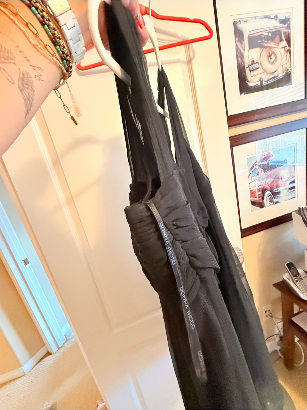 Donna Ricco Black Chiffon Sleeveless Cocktail Dress - Picture 4 of 12
